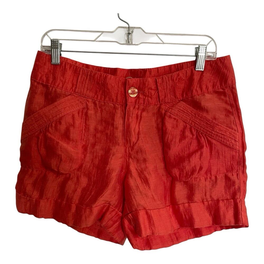 Vintage Bebe Linen Blend Chino Shorts Size M Medium Orange Y2K Designer Preppy